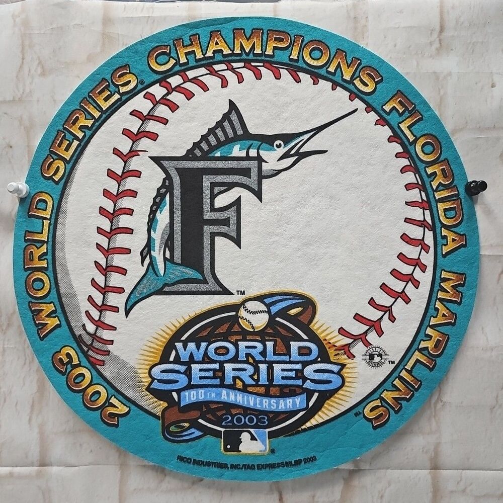 2003 National League Champions Florida Marlins Round Pennant 14½”  100th Anniv.